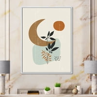 Designart 'Absztrakt hold és nap minimális növényekkel' modern keretes vászon fali művészet nyomtatás