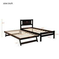 EuroCo Pine Wood Sace-Suty Platform ágy, iker gyerekeknek, barna