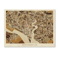 Védjegy Szépművészet 'Southampton Anglia City Map II' vászon művészete, Michael Tompsett