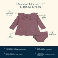 Modern pillanatok: Gerber kislány bordázott hosszú ujjú ruha és pelenka borító ruhák, darab, méretek 0 3- hónap