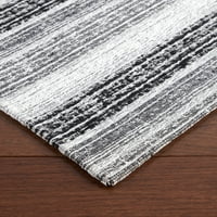 Martha Stewart Stella Ticking Stripe csúszásálló konyhai szőnyeg, fekete szürke fehér, 20 x36