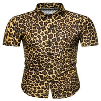 Egyedi olcsó férfi leopárd nyomtatás rövid ujjú szüreti állati gepárd nyomtatott ing