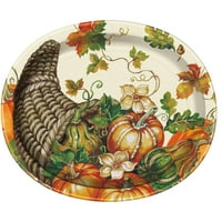 Harvest Pumpkins őszi ovális papír vacsora tányérok, 12in, 24 CT