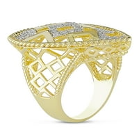 Carat T.W. Gyémánt sárga bevonattal ellátott ezüst könnycsepp gyűrű