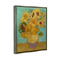 Stupell Industries Van Gogh Napraforgók Post impresionista festmény Luster szürke keretes úszó vászon, WALL ART, 24X30