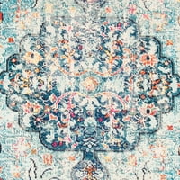 Madison Joandra Vintage virágterület szőnyeg, sötétkék, világoskék, 6'7 6'7 kerek