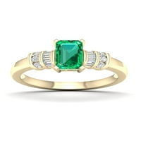 Imperial Gemstone 14K sárga aranyozott sterling ezüst smaragdot készített és fehér zafír női eljegyzési gyűrűt hozott létre