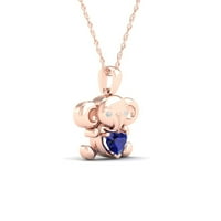 Imperial Gemstone 14K rózsa aranyozott ezüst létrehozott kék zafír és gyémánt nem feltárja a baba elefánt nyakláncot
