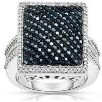 Carat T.W. Kék és fehér gyémánt ezüst divatgyűrű