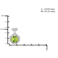 1. Carat T.G.W. Peridot és fehér gyémánt akcentus ezüst csap fülbevalók