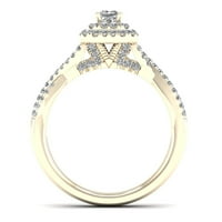 1 2Ct TDW hercegnő vágás gyémánt 10K sárga arany csavar szárú eljegyzési gyűrű