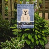 Carolines Treasures BB5704GF angol Bulldog fehér üdvözlő zászló kert mérete kicsi, többszínű