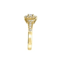 3 8ctw 14 kt sárga arany négyzet alakú, valódi tanúsított gyémánt rosea eljegyzési gyűrű