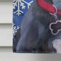 Carolines kincsek LH9586CHF Fekete Great Dane kiskutya téli hópelyhek ünnepi zászló vászon ház mérete, ház mérete
