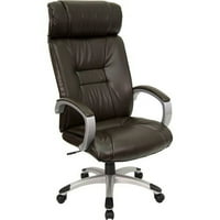 Flash bútorok magas hátú ügyvezető irodai szék karokkal, barna bőrrel