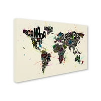 Védjegy képzőművészet a világ szöveges térképe IV Michael Tompsett vászonképe