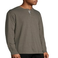 Hanes férfi és nagy férfi húsos nehézsúlyú Hosszú ujjú háromgombos Henley, 3XL méretig