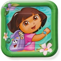 7 Dora The Explorer Square Paper Party Plate, 8 CT