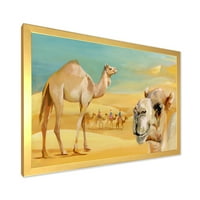 Designart 'Camels in Wild Sivatert II' parasztház keretes művészeti nyomtatás
