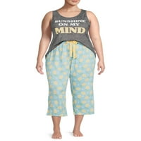 Sleep & Co. női plusz pizsam tank és capri nadrág alváskészlet