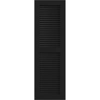 Ekena Millwork 12 W 64 H True Fit PVC Két egyenlő redőny, fekete