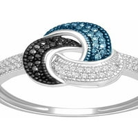 Carat T.W. Többszínű gyémánt sterling ezüst divatgyűrű