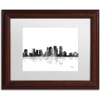 Védjegy Szépművészet Tampa Florida Skyline Bg-1 Canvas Art készítette: Marlene Watson, White Matte, Wood Frame