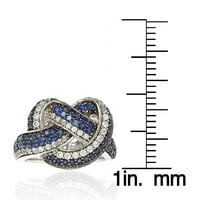 Zafír és gyémánt ezüst és 18K arany szerelmes csomó gyűrűben