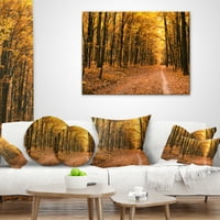 Designart út sárga őszi erdőben - Erdő dobás párna - 16x16