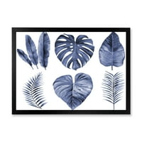 Designart 'Kék akvarell trópusi levelek I' Farmhouse keretes művészet