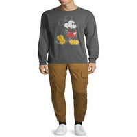 Mickey Mouse álló férfi és nagy férfi grafikus póló