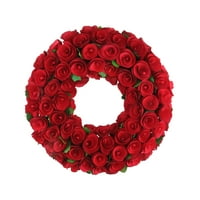12 Vörös fa rózsa virág mesterséges Valentin -napi koszorú