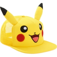 Pikachu Snapback kamionos kalap hímzett Pikachu arccal, hálós panelekkel és 3D fülekkel