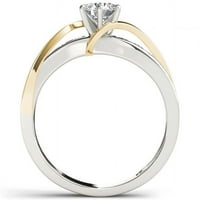 Carat T.W. Gyémánt sárga kéttónusú klasszikus 14 kt fehér arany eljegyzési gyűrű