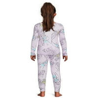 Disney Princess Girls Allover nyomtatás hosszú ujjú felső és nadrág Cozy Jersey pizsama szett, 2 darab, méret 4-10