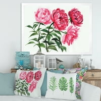 Designart 'Absztrakt négy szüreti rózsaszín pünkösdi rózsa' hagyományos keretes művészeti nyomtatás