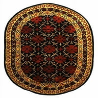 Safavieh gyapjú szőnyeg fekete színben sötétvörös virágokkal és többszínű szegélygel