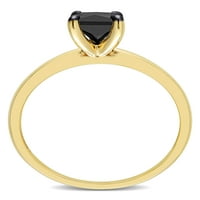 Miabella női karátos T.W. Hercegnő-vágott fekete gyémánt 10KT sárga arany pasziánsz eljegyzési gyűrű