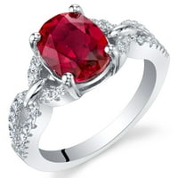 2. CT ovális létrehozott Ruby Solitaire Ring Sterling ezüstben