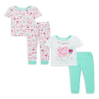 Peppa Pig Baby & Toddler Girls Rövid ujjú, szoros fitt pamut pizsamák, 4 darabos készlet