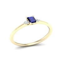 Imperial drágakő 10K sárga arany nyolcszögletű vágott kék zafír 1 10ct tw gyémánt női gyűrű
