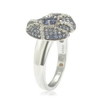 Sterling ezüst zafír és gyémánt akcentus szeszélyes szívgyűrű