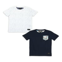 Ezüst Jeans Co. fiúk rövid ujjú pólók, 2-csomag, méret 4-16