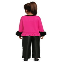 Barbie kisgyermek lány fau szőrme top és nadrágos ruhakészlet, 2 darab, méretek 2t-5t