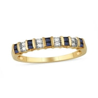Császári drágakő 10k sárga arany hercegnő vágott kék zafír 1 10ct tw gyémánt női gyűrű