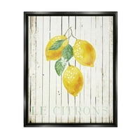 Stupell Le Citronons citrom gyümölcsök rusztikus ételek és italfestés Fekete úszó keretes művészeti nyomtatási fal művészet