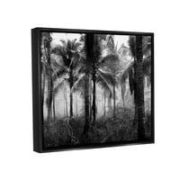 Stupell Industries sűrű trópusi pálmafa erdőfotó Jet fekete lebegő keretes vászon nyomtatott fali művészet, Kim Allen tervezése
