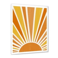 Designart 'Minimális fényes ragyogó narancssárga napsugár ii' 'Modern keretes művészeti nyomtatás