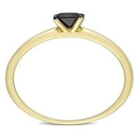 Carat T.W. Fekete gyémánt 14 kt sárga arany fekete ródiummal borított pasziánsz eljegyzési gyűrű