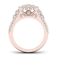 1 2ct TDW Diamond 14K rózsa arany klaszter eljegyzési gyűrű